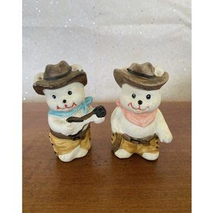 Vintage Salt and Pepper Shakers Cowboys Bears Lasso Banjo Hats Anthropomorphic